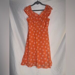 Orange Floral Girls Dress